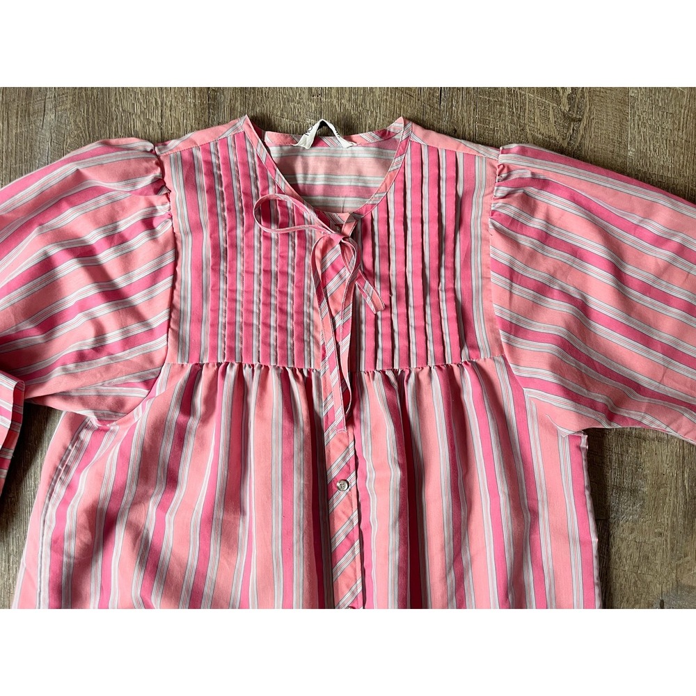 Vintage Pink striped House Coat Robe by Model Coat size M - Picture 2 of 6